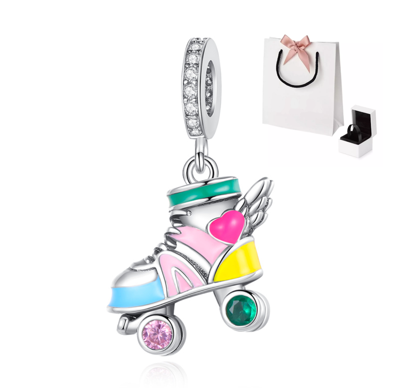 Charm Patín con alas de plata
