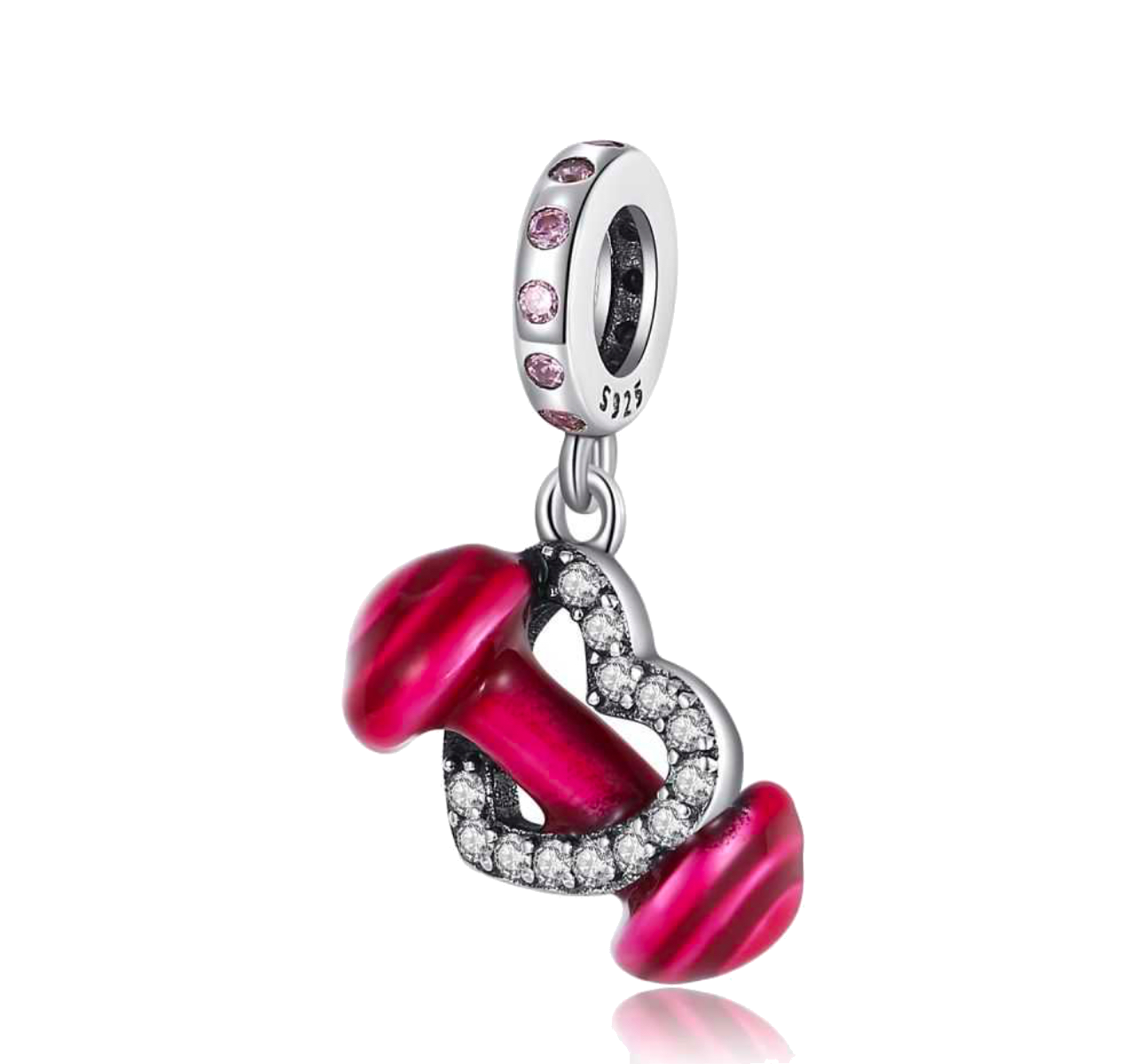 Charm Mancuerna y Corazón de Plata 925 | Fuerza y Pasión