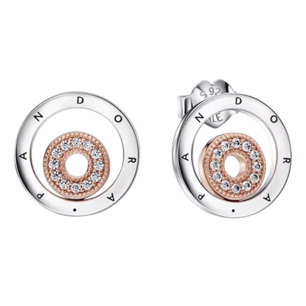 Aretes De Botón Círculos De Dos Tonos Signature Para Mujer