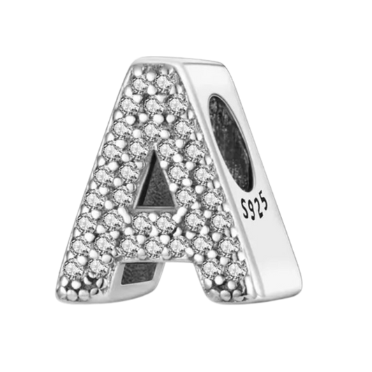 Charm Dije Alfabeto Brillantes Plata  S .925 Para Pandora