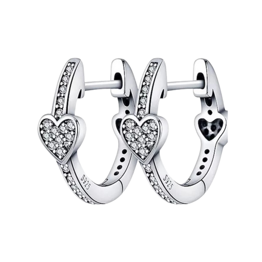 Aretes Aro Corazones Plata S .925 Ale Para Mujer Moderno