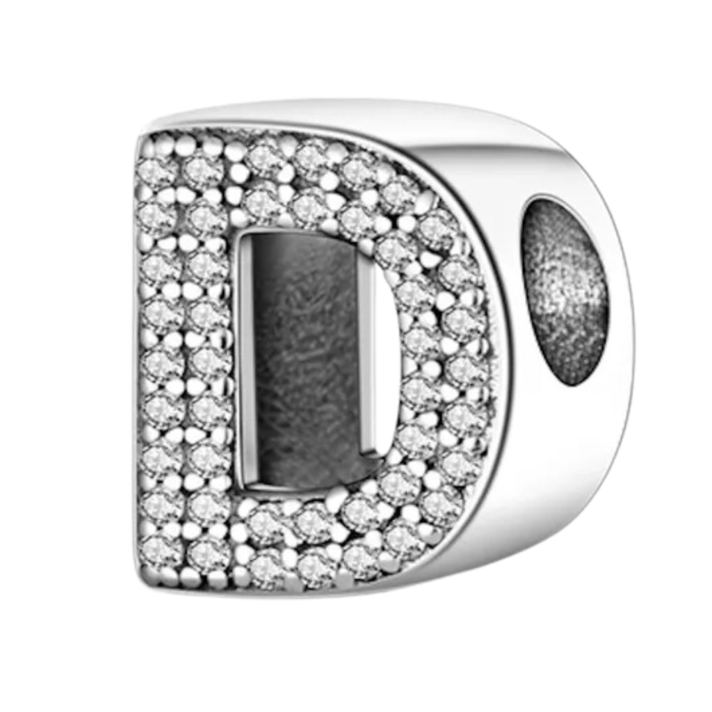 Charm Dije Alfabeto Brillantes Plata  S .925 Para Pandora