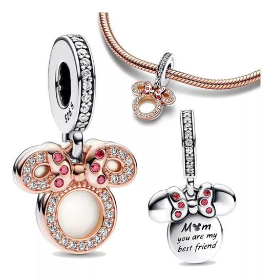 Charm Modelo Disney Minnie Mouse Rosa Plata S925