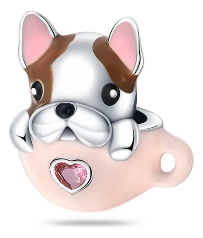 Charm de Tacita Rosa Bulldog Frances Plata S925