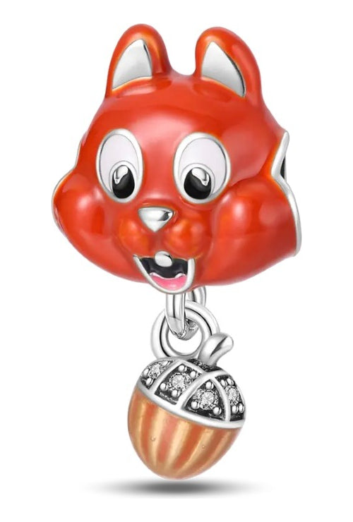 Charm de Otoño de Ardilla Con Bellota Plata S925