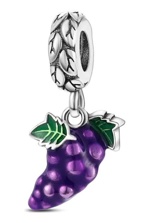 Charm de Racimo Uvas Morado Plata S925