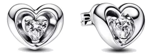 Aretes Modelo Boton Corazones Plata S925 Ale