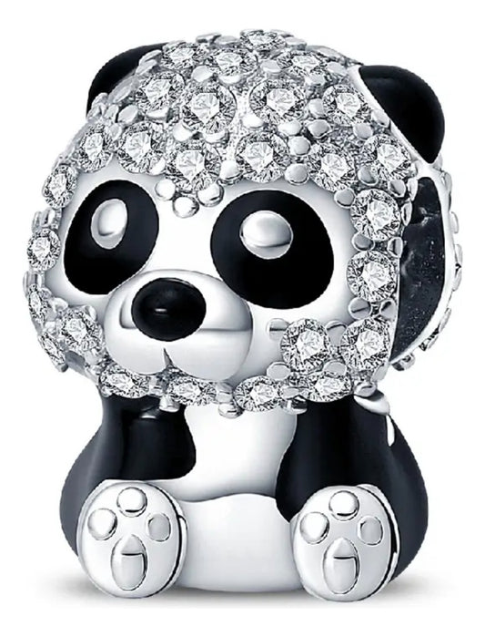 Charm de Oso Panda con Brillantes Plata S925