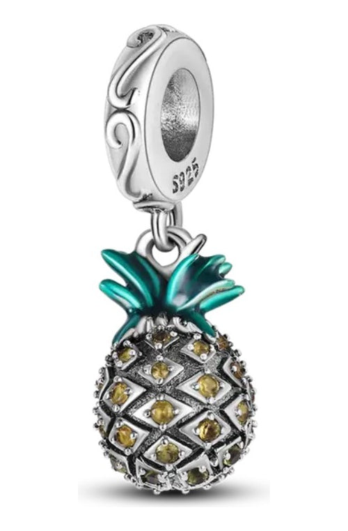 Charm de Piña con Brillante Plata S925