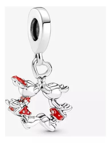 Charm Disney Mickey Minnie Mouse Amor Beso S925