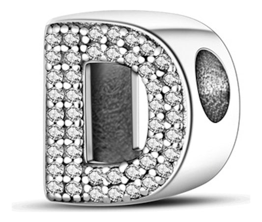Charm de la Letra D con Brillantes Plata S925