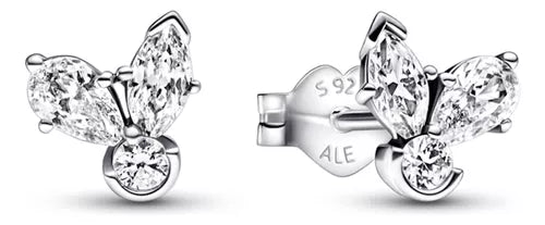 Aretes Modelo Broquel Racimo Flores Plata S925 Ale