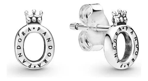 Aretes Pandor4 Modelo Corona Logo Plata S925 Ale