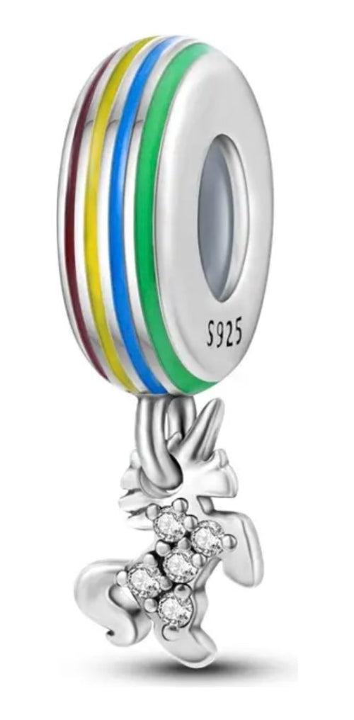 Charm de Unicornio Multicolores Plata S925