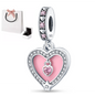 Charm corazón rosa brillante de plata