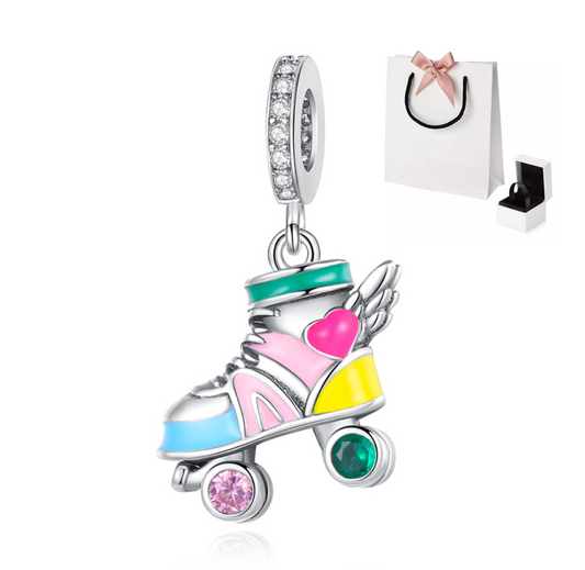Charm Patín con alas de plata