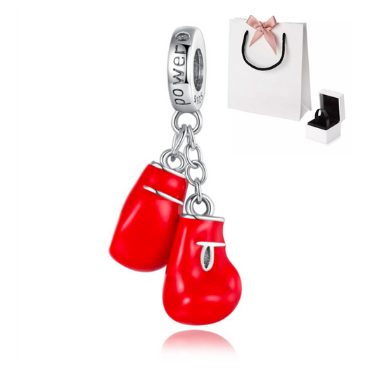 Charm guantes de box rojos de plata
