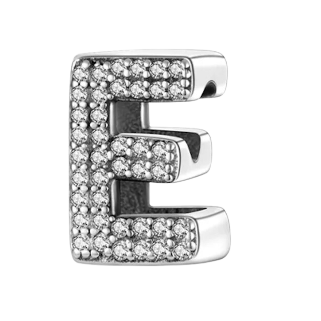 Charm Dije Alfabeto Brillantes Plata  S .925 Para Pandora