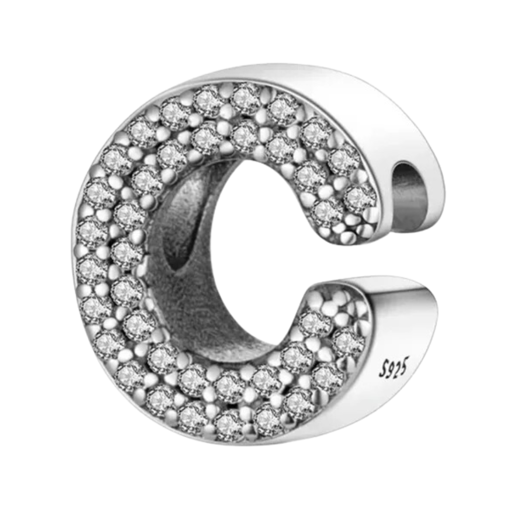 Charm Dije Alfabeto Brillantes Plata  S .925 Para Pandora