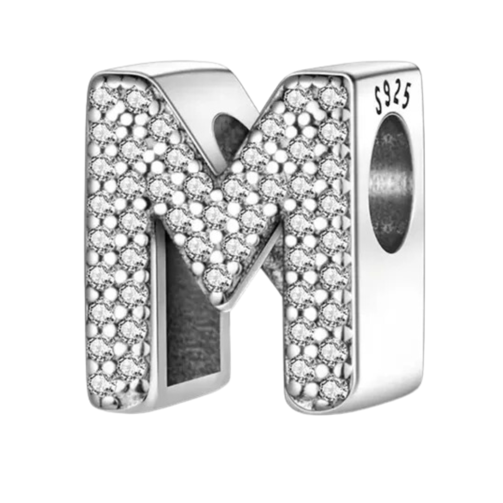 Charm Dije Alfabeto Brillantes Plata  S .925 Para Pandora